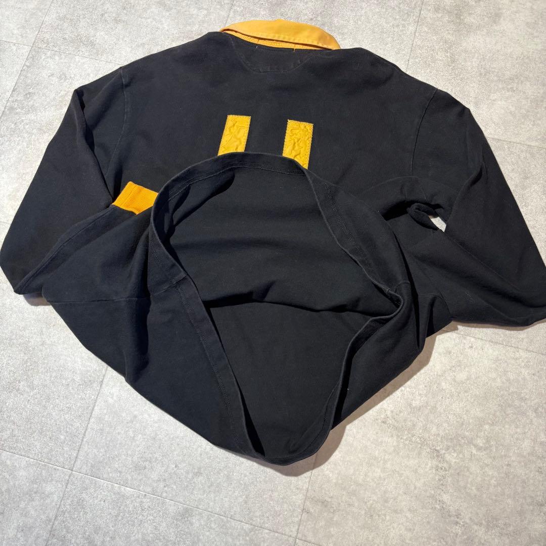 【ポロスポーツ】長袖ラガーシャツ　刺繍ロゴ　背番号　イエローブラック