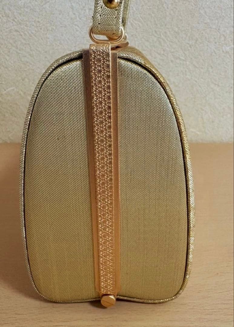 キンワシ印 和装バッグ＆草履セット ゴールド系 帯のような布生地