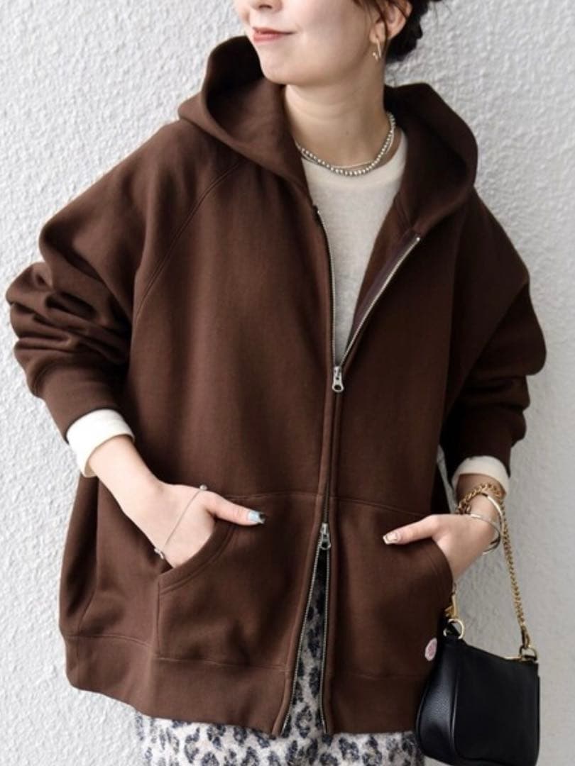 新品 SHIPS any USAコットン 裏起毛ジップスウェット パーカー