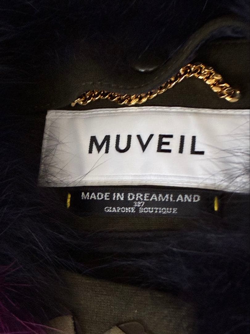 MUVEILファー付け襟七分袖コート