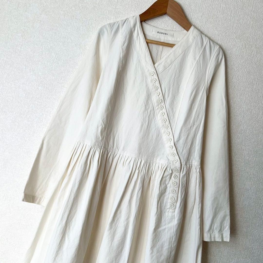 定価5万 SUSURI ステアーズドレス 先染めコットン 美濃和紙 ワンピース