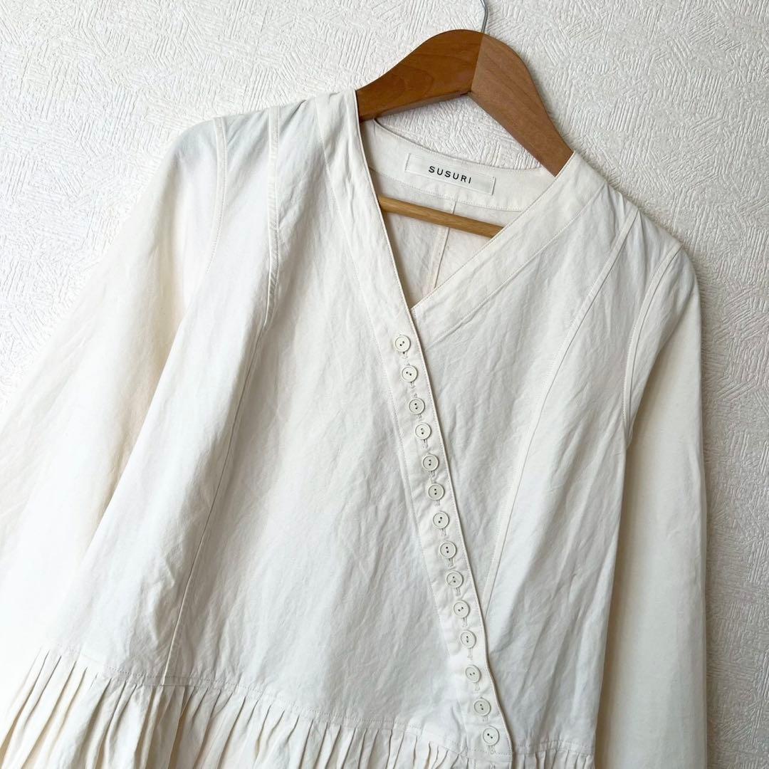 定価5万 SUSURI ステアーズドレス 先染めコットン 美濃和紙 ワンピース