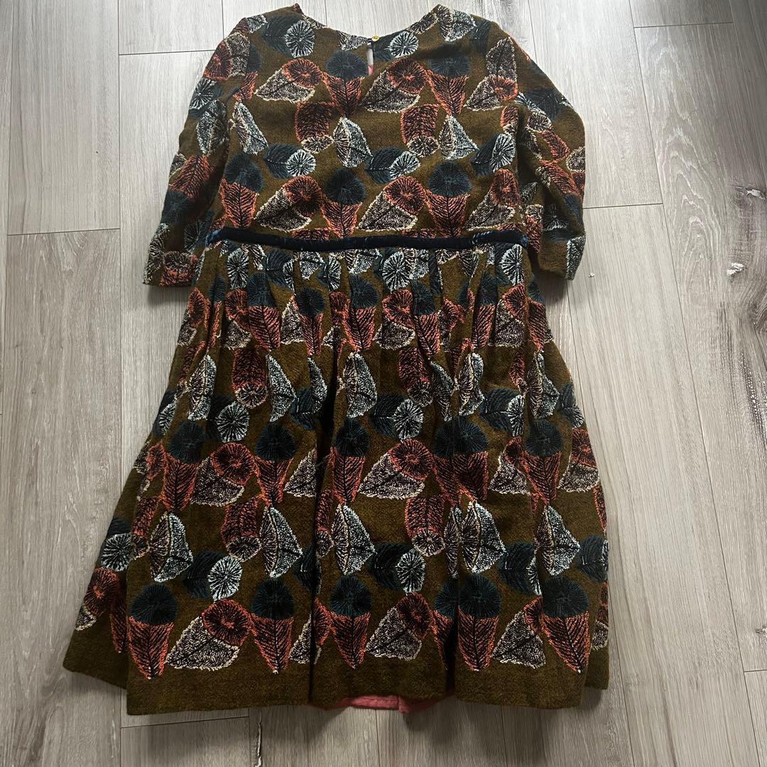 【美品】mina perhonen 総刺繍ワンピース hana no mi