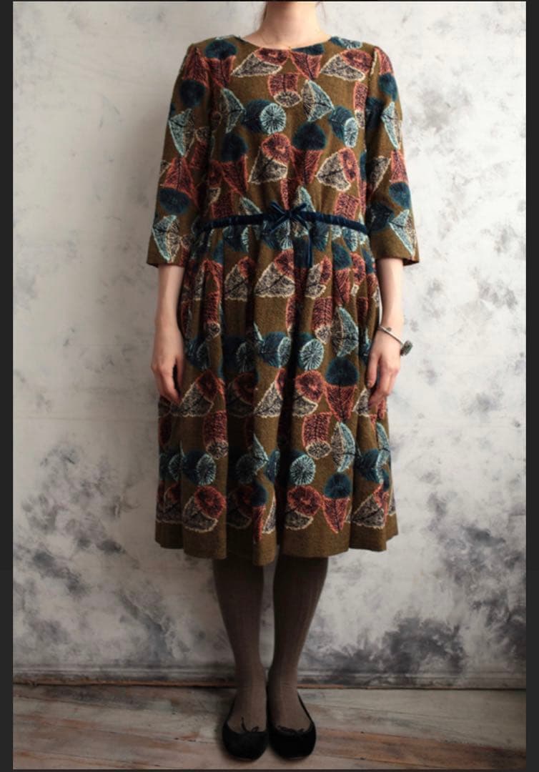 【美品】mina perhonen 総刺繍ワンピース hana no mi