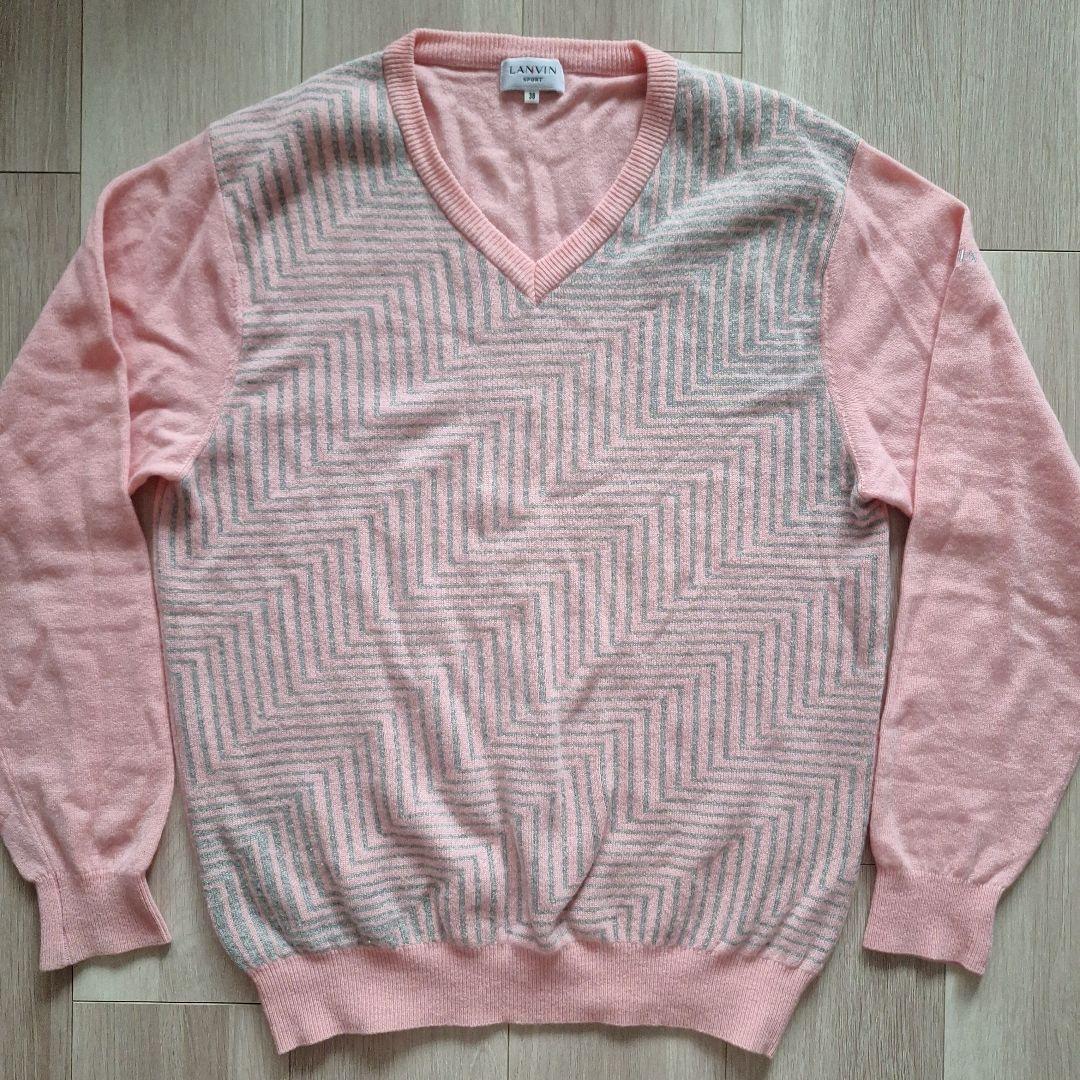 LANVIN ピンク Vネック薄手 セーター 38 レディース