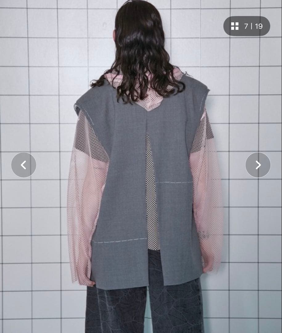 週末限定　美品　メゾンスペシャル　ダブルカラーハンドステッチジレ　グレー