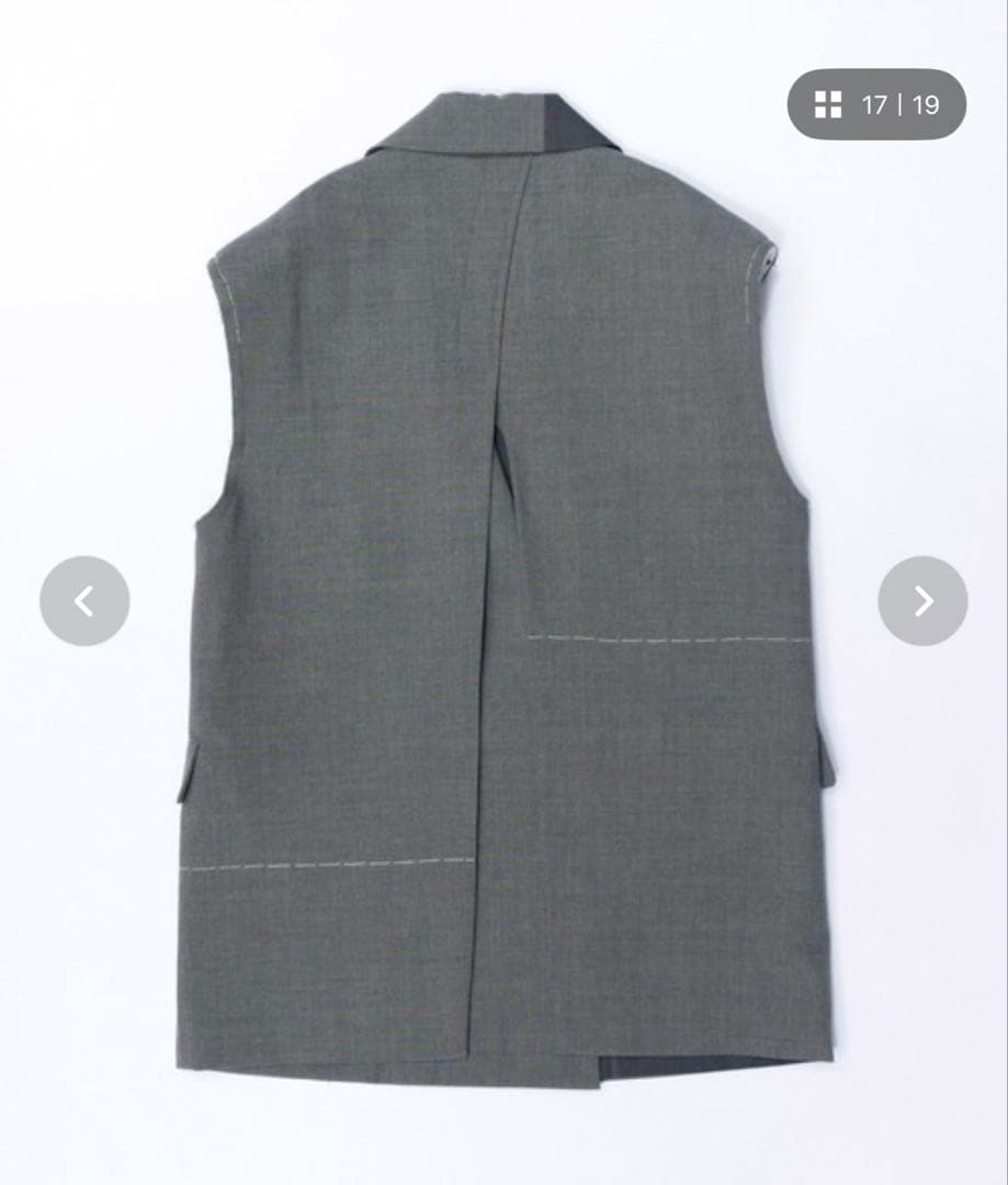週末限定　美品　メゾンスペシャル　ダブルカラーハンドステッチジレ　グレー