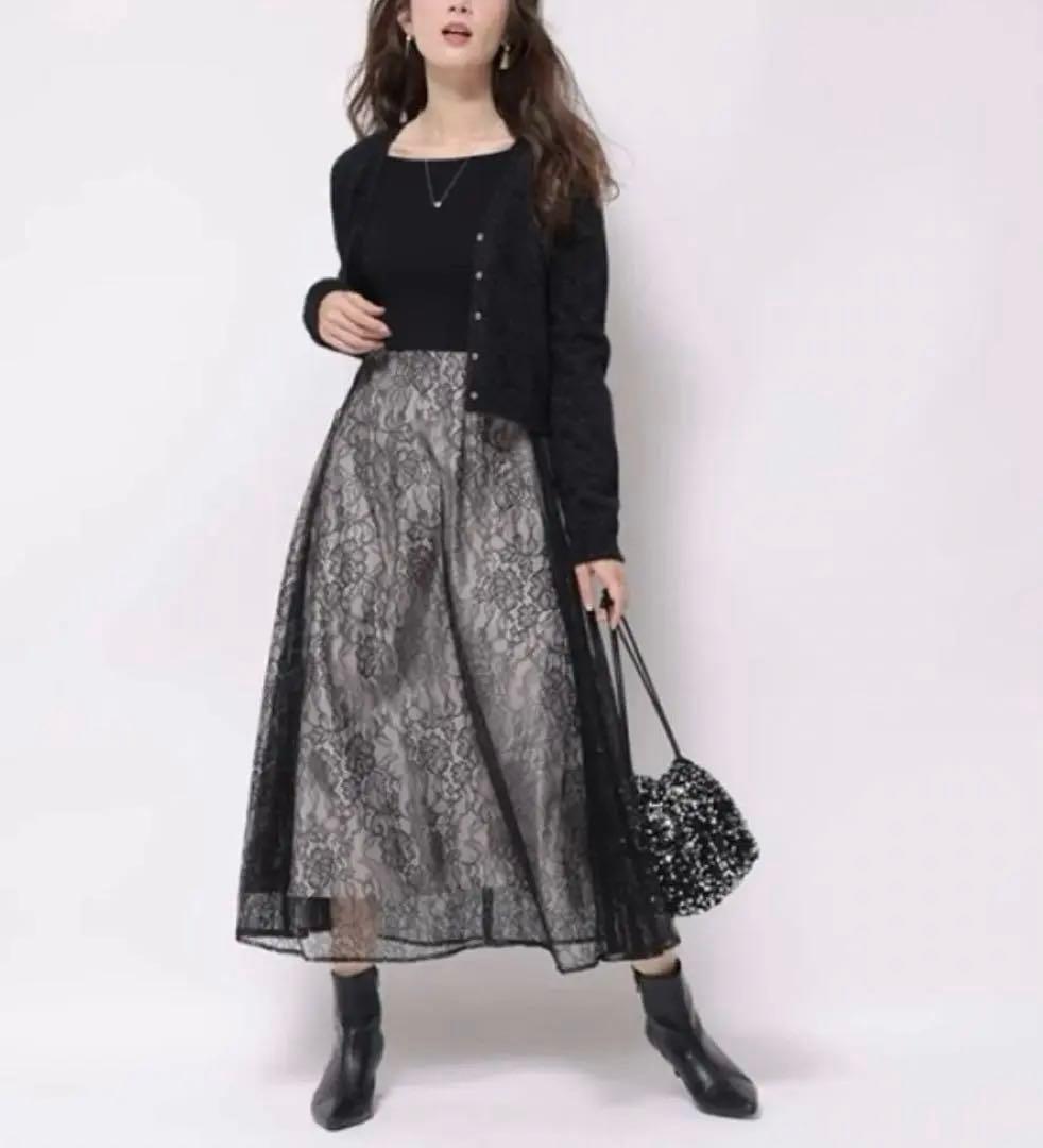 【美品】アプワイザーリッシェ ドッキングワンピース レース ブラック M