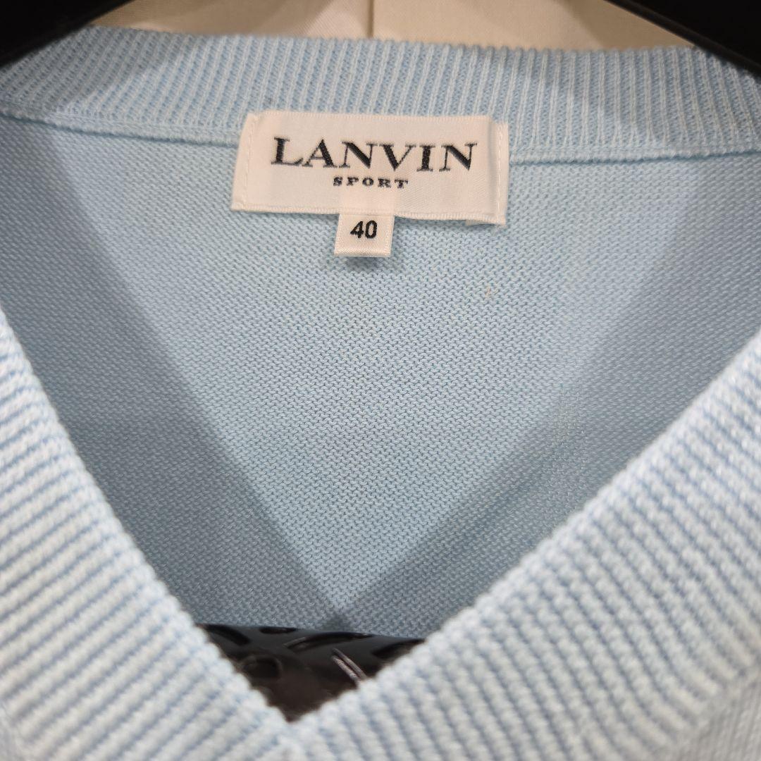 LANVIN SPORT 淡ブルー綿ゴルフセーター40 おしゃれ　春　爽やか