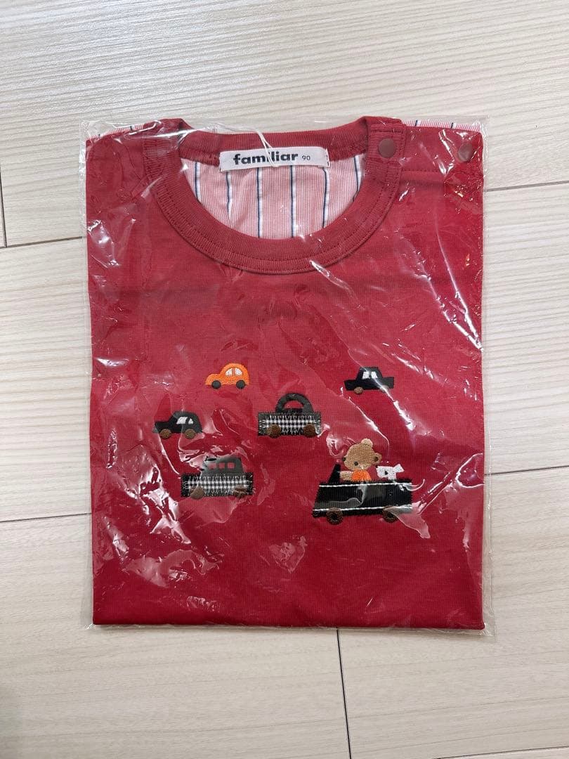 familiar ファミリアTシャツ　90 赤 車