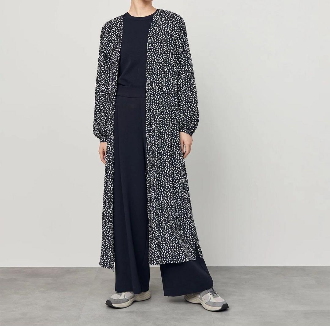 ソージュ レオパード柄バンドカラーワンピース NAVY / TALL