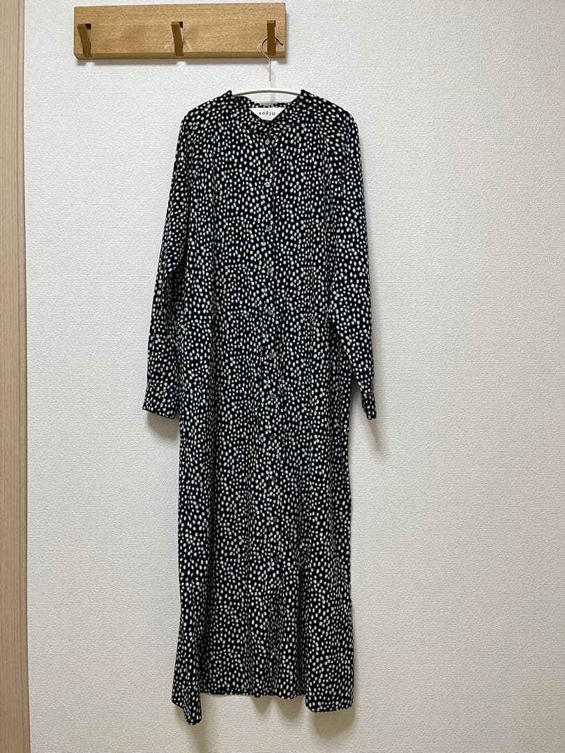 ソージュ レオパード柄バンドカラーワンピース NAVY / TALL