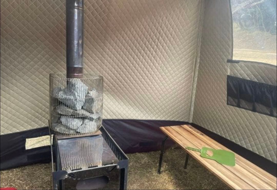 MORZH 黒 四角形テント 透明窓付き　※破損大きく修理必要あり