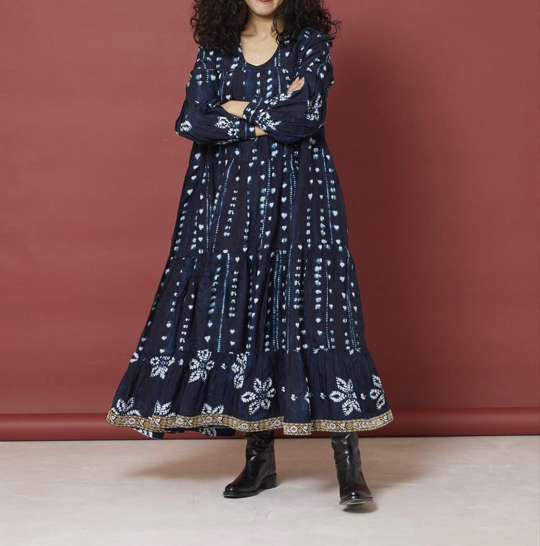 タグ付新品!Freada/フリーダ シボリプリント ティアードワンピ/インナー付