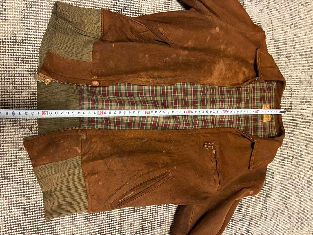 ヴィンテージスポーツジャケット　レザー　40s ボールチェーン