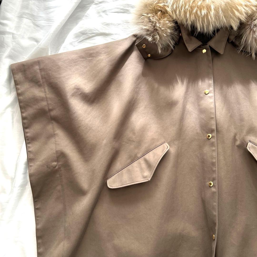 お値下げ！美品【Drawer】2way ケープコート ポンチョ ファー付フード