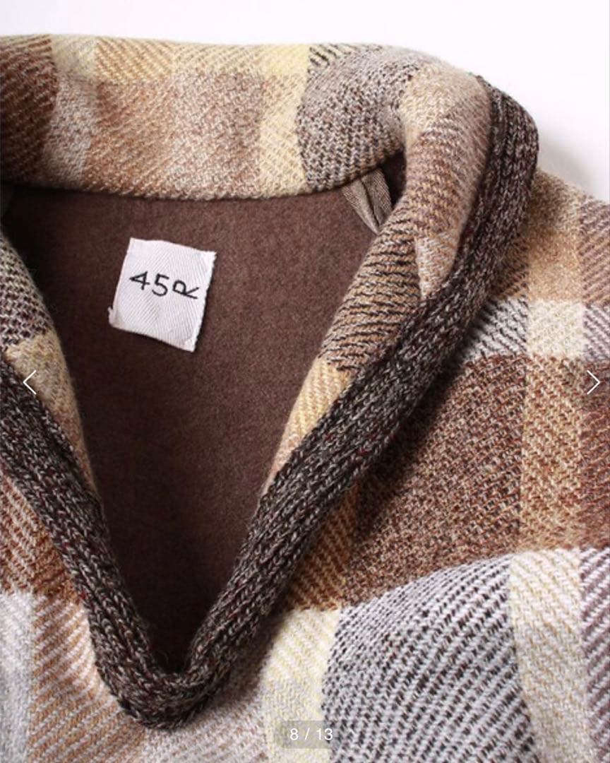 美品【45R】HAPPY 14 ツイードPONCHO ウール