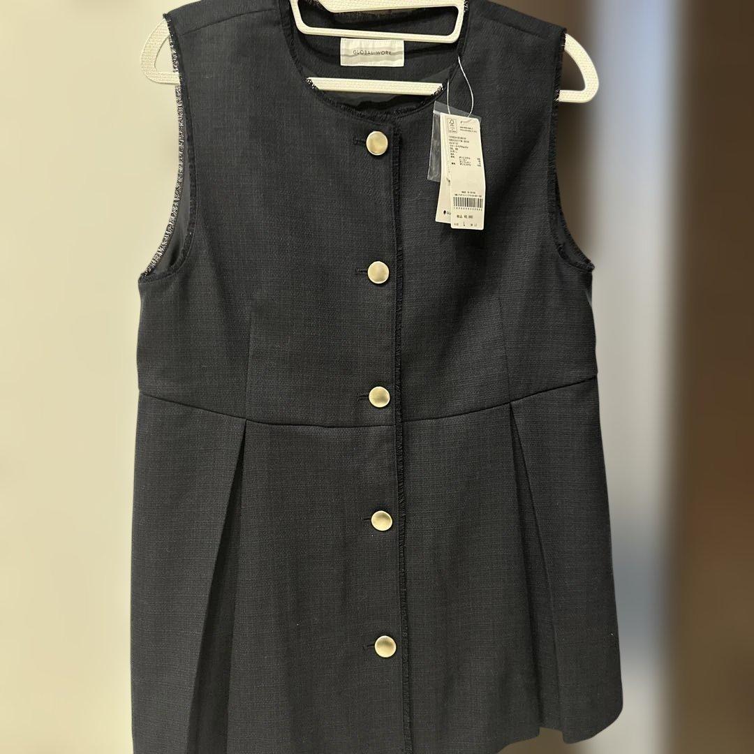 新品　グローバルワーク　ツイードペプラムジレ