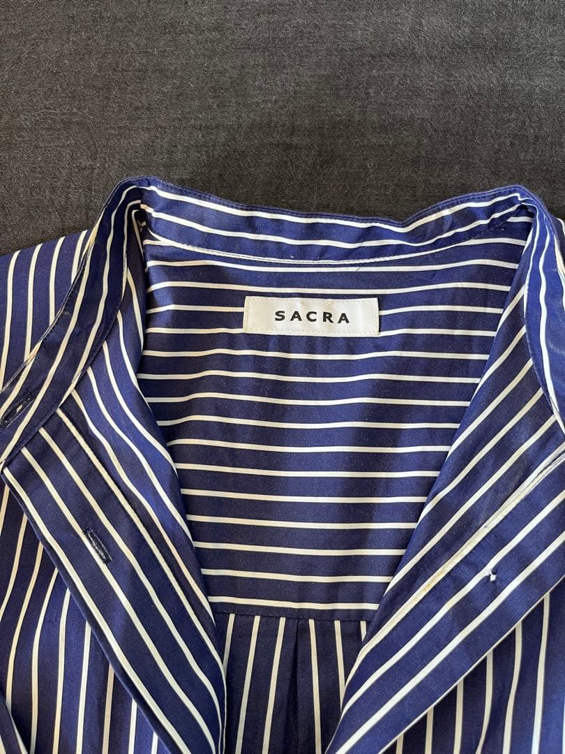 SACRA ストライプ長袖ワンピース
