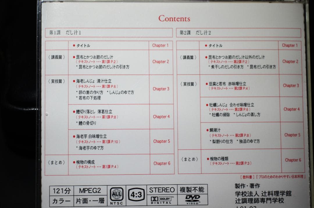日本料理 辻調理師専門学校 日本料理技術講座　DVD 12枚セット