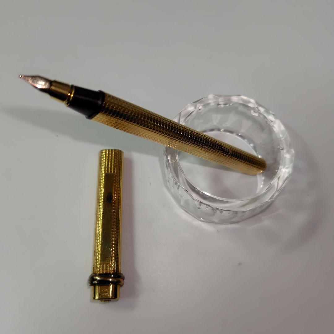 [ジャンク品]　カルティエ　万年筆　ヴィンテージ　楕円形　ゴールドカラー