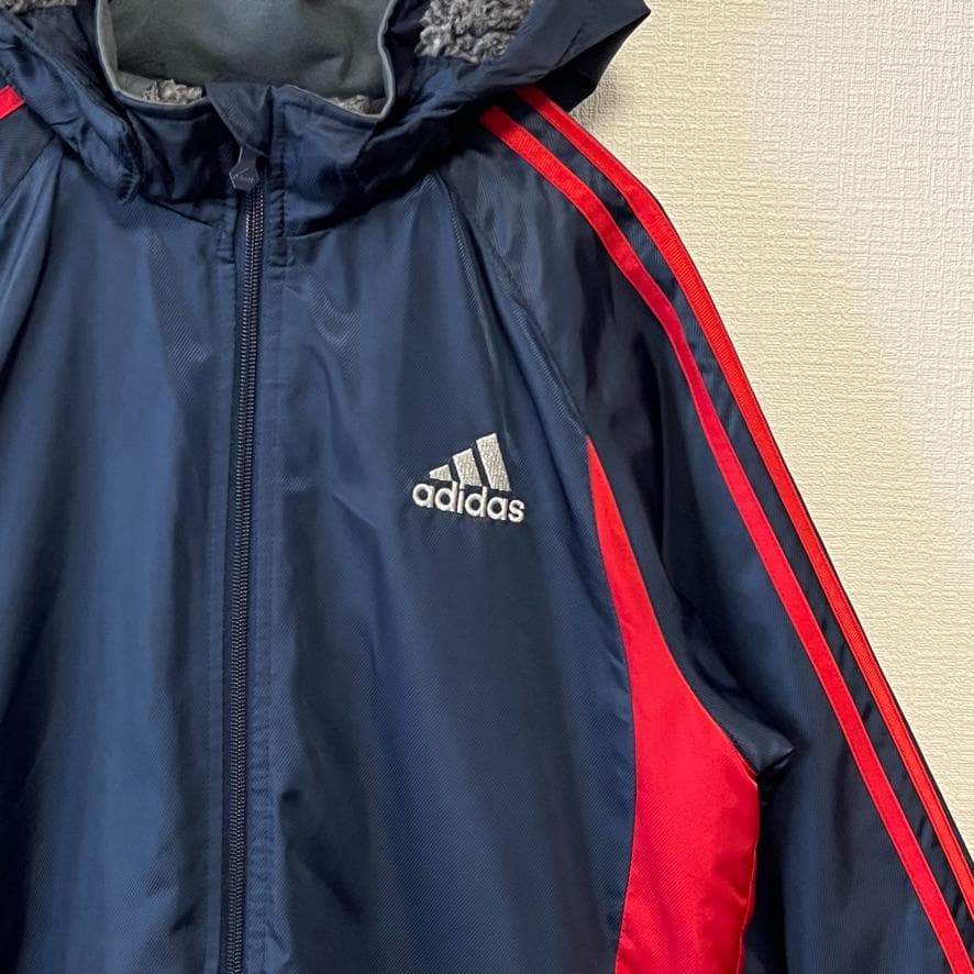 【良品】 adidas ３ストライプス バックロゴ ベンチコート キッズ 150