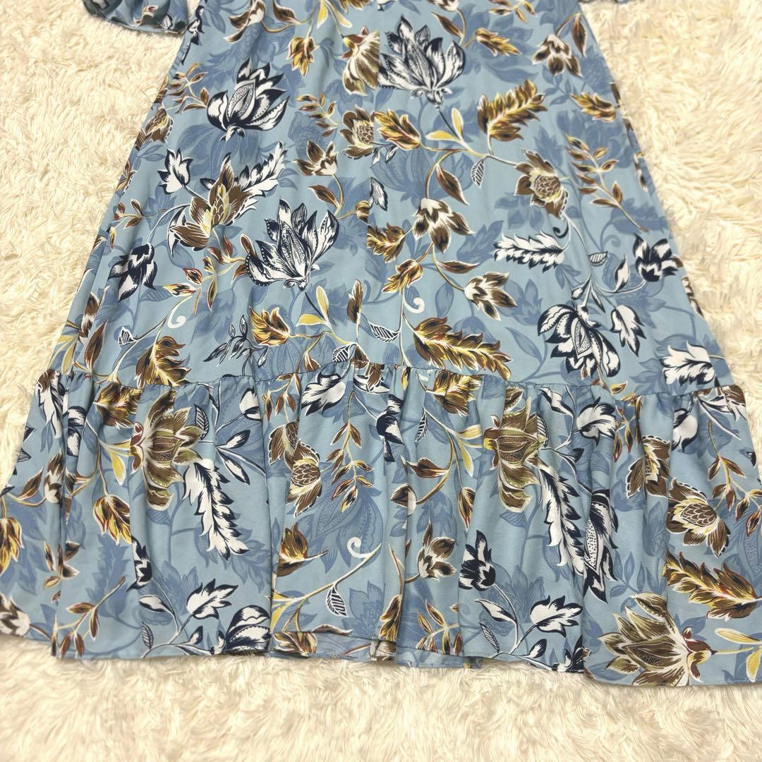 BCBG MAXAZRIA ロングワンピース　花柄　総柄　フラワー　ボウタイ