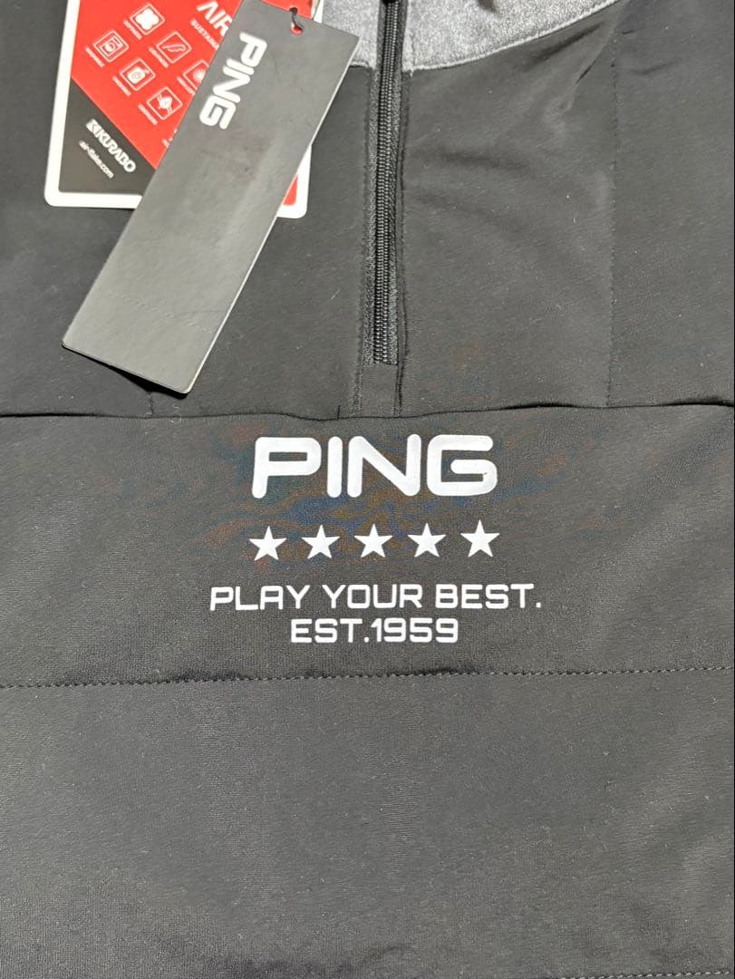 【新品・タグ付き】PING ハーフジップゴルフウェア　ブラック×グレー　Lサイズ