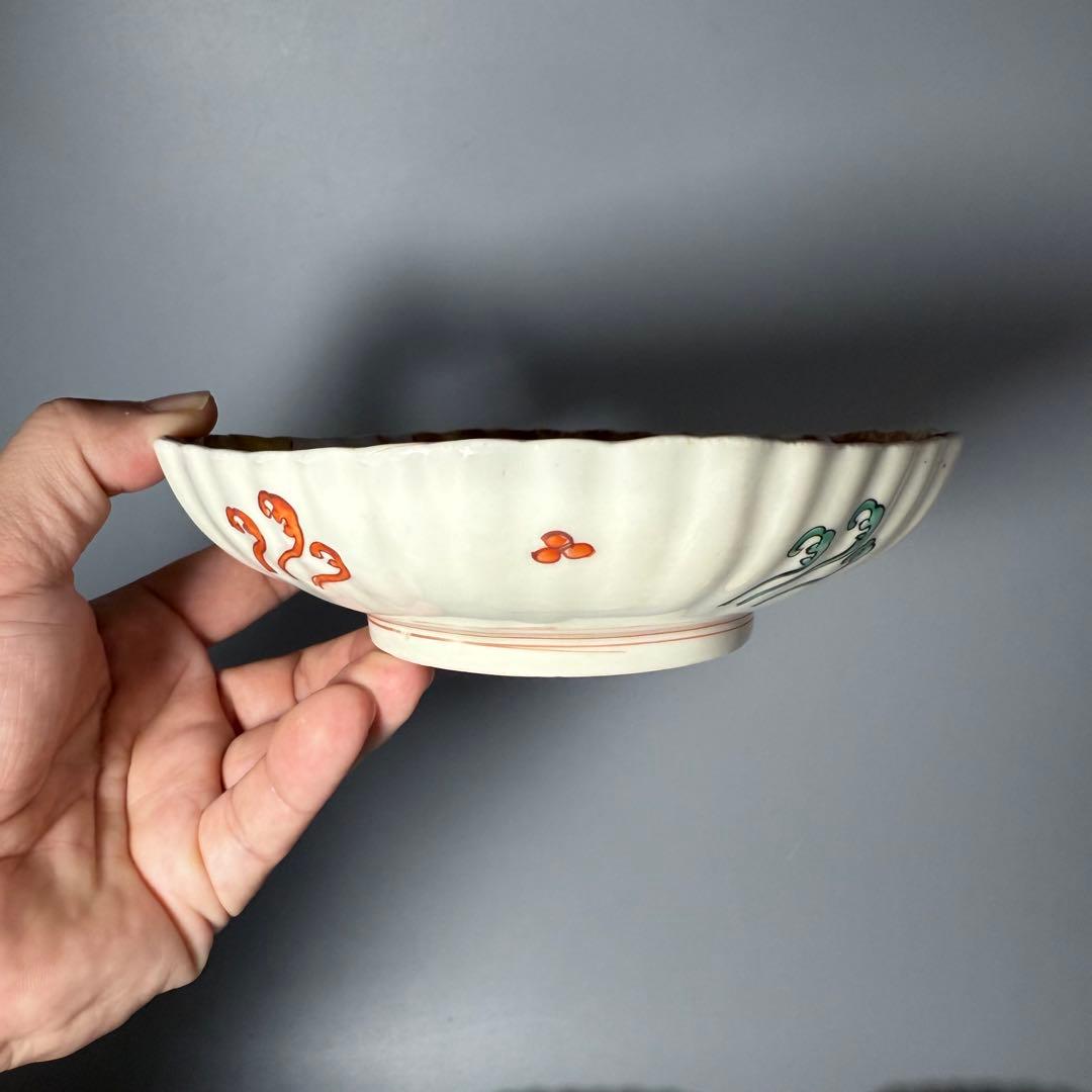 古伊万里　色絵　金蘭手　白鷺文様　梅文様　菊花四角形　膾皿　5個　器を楽しむ