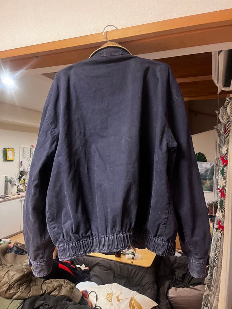 poloネイビー コットンジャケット コーデュロイ襟