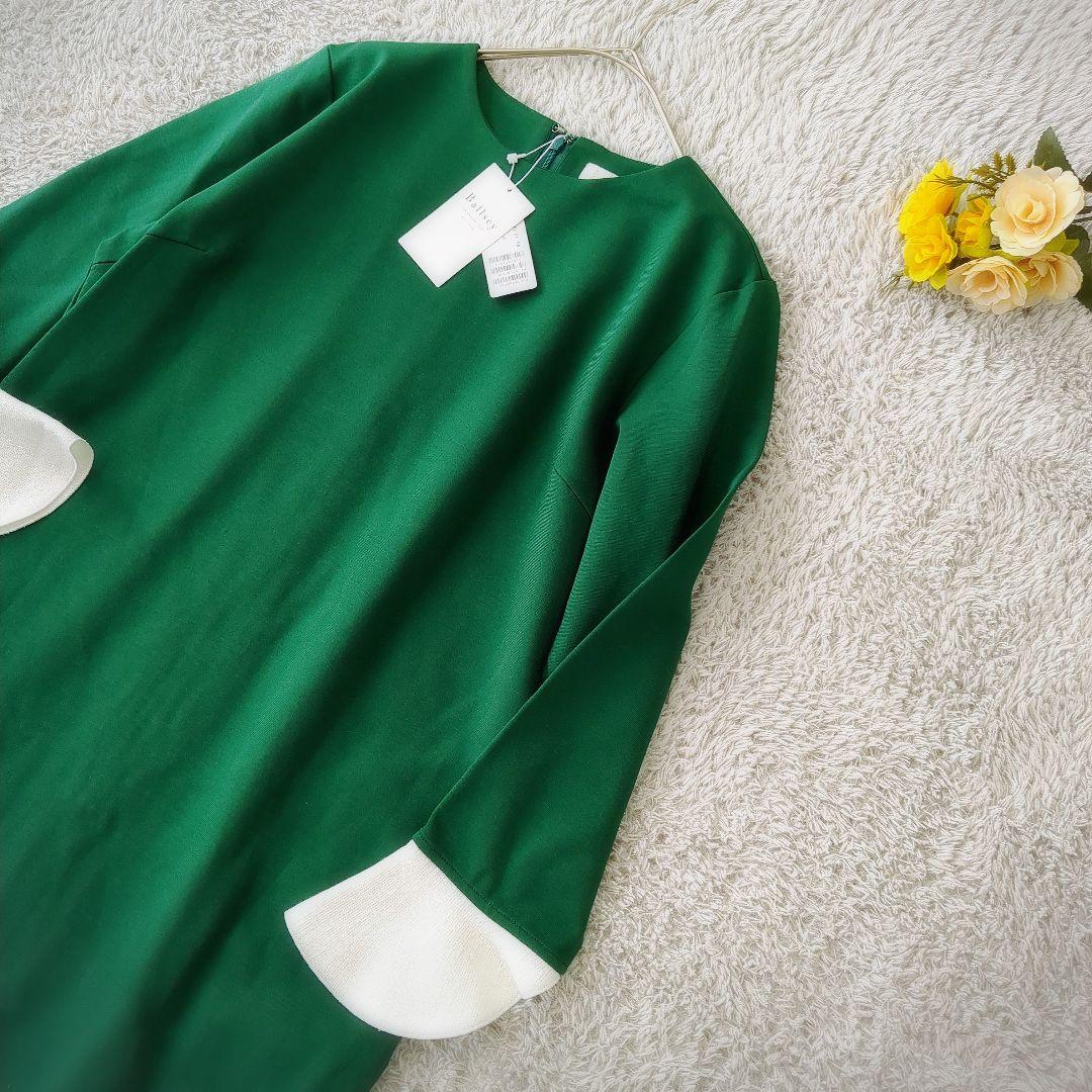 新品✨️ ボールジィ ニットコンビポンチクルーネックワンピース フォーマル