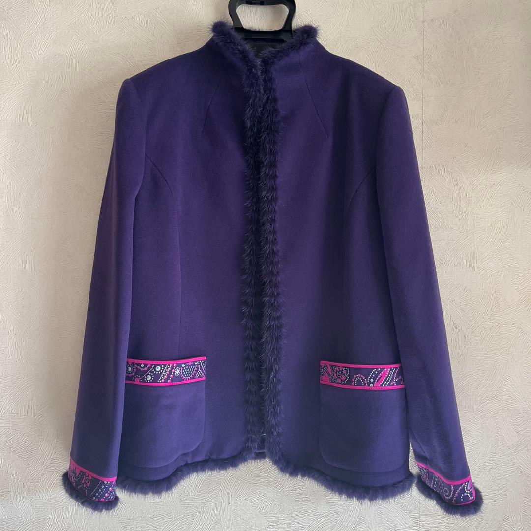 LEONARD ミンクファー付きカシミヤ100%ジャケット