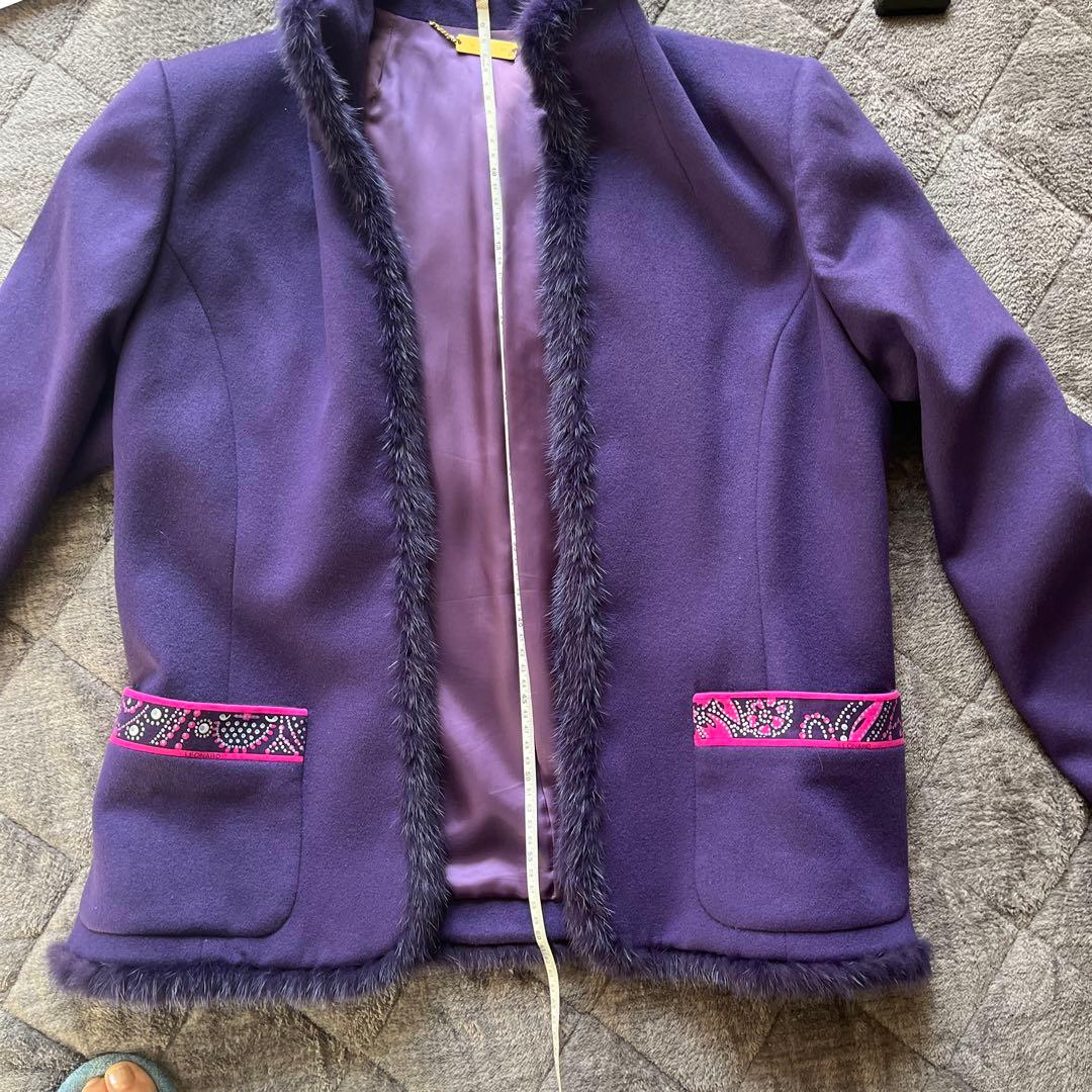 LEONARD ミンクファー付きカシミヤ100%ジャケット