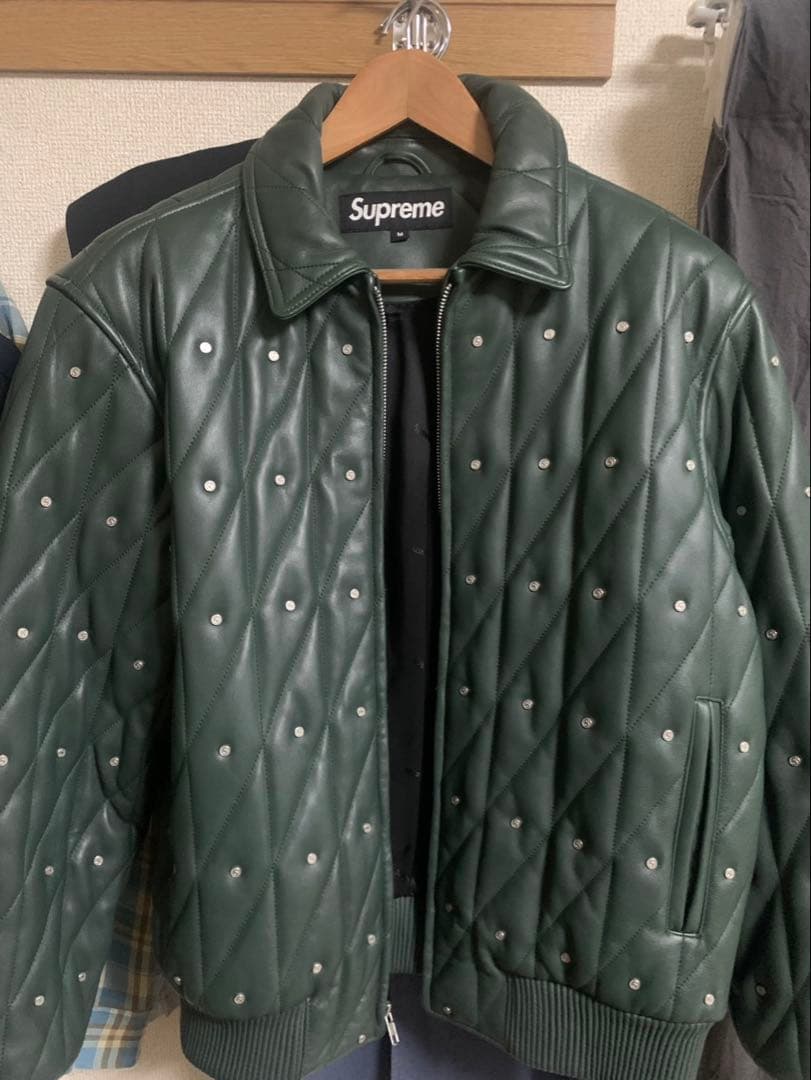 ジャケット・アウター Supreme Quilted Studded Leather Jacket