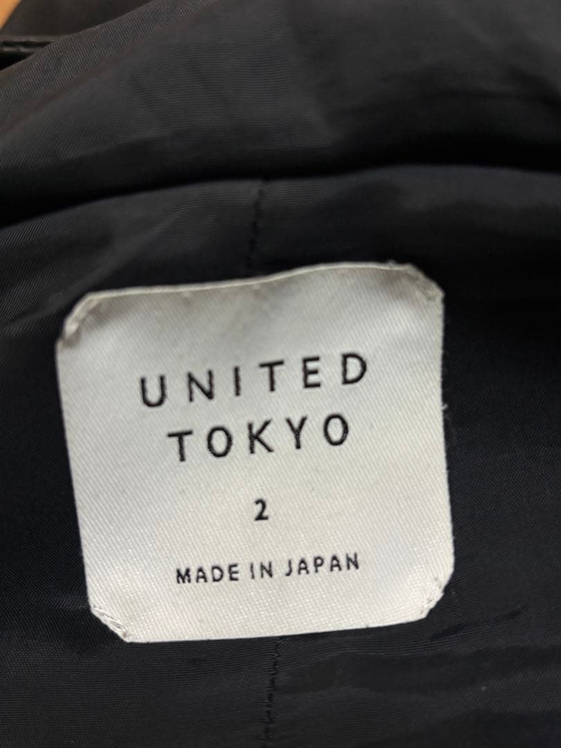 UNITED TOKYO 羊革 フード付き レザージャケット M ブラック