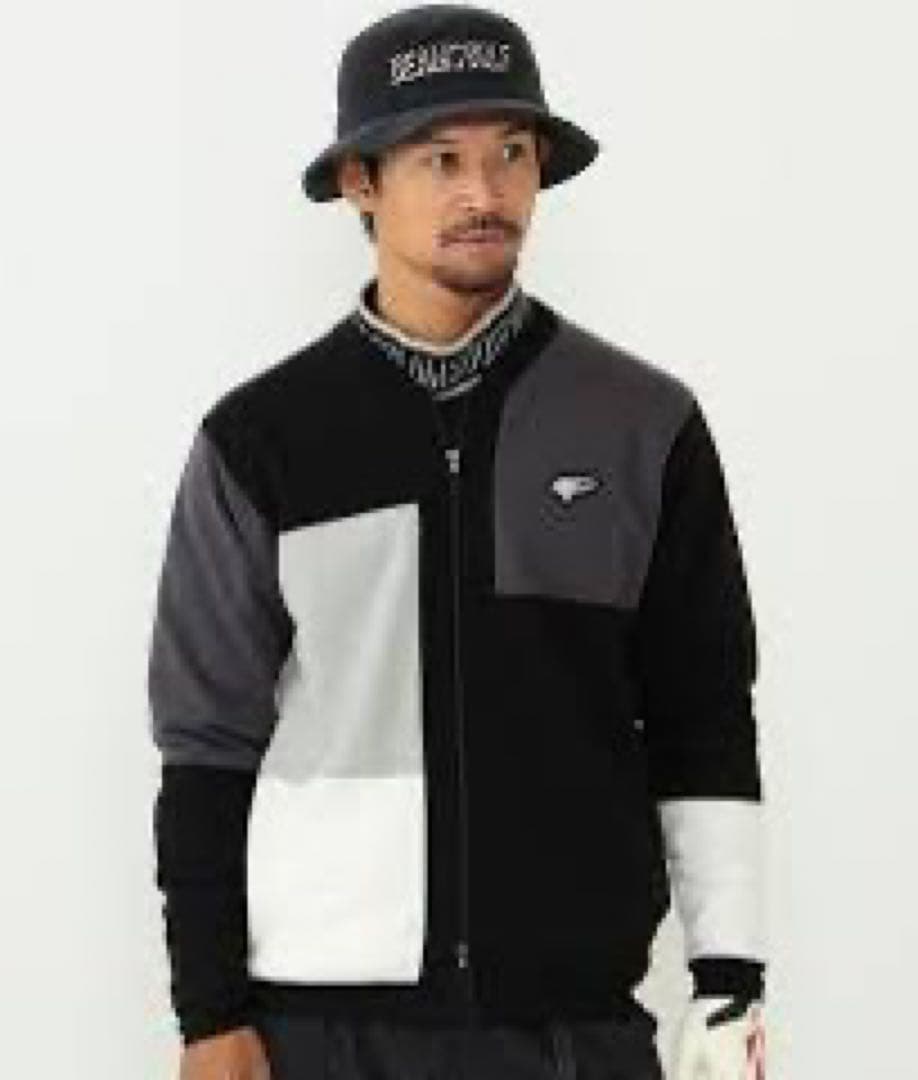 BEAMS GOLF エアシャット カラーブロック ニットカーディガン M