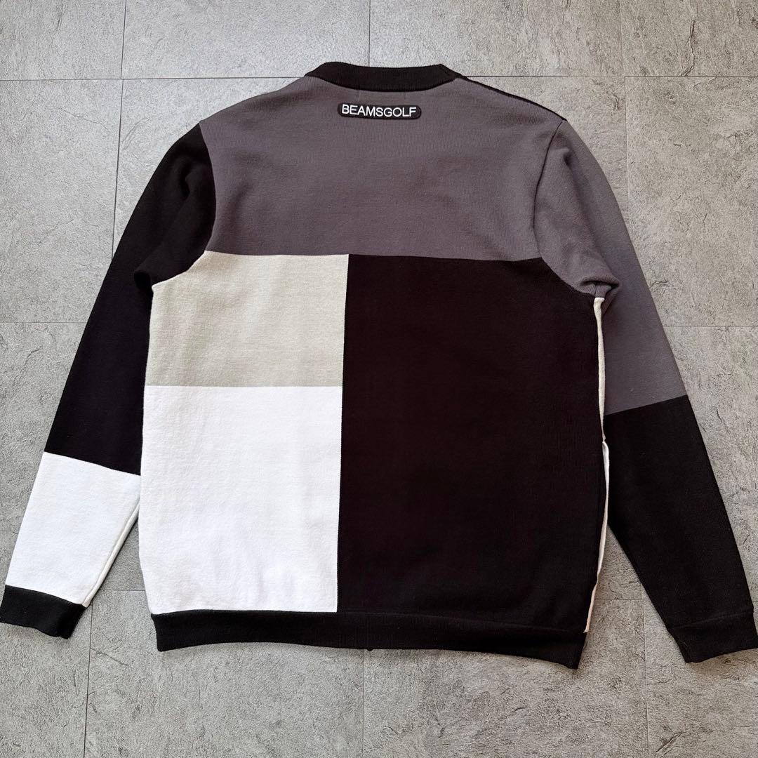 BEAMS GOLF エアシャット カラーブロック ニットカーディガン M