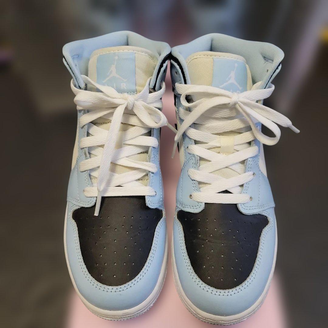 【美品】AIR JORDAN 1 MID (GS) アイスブルー 24cm