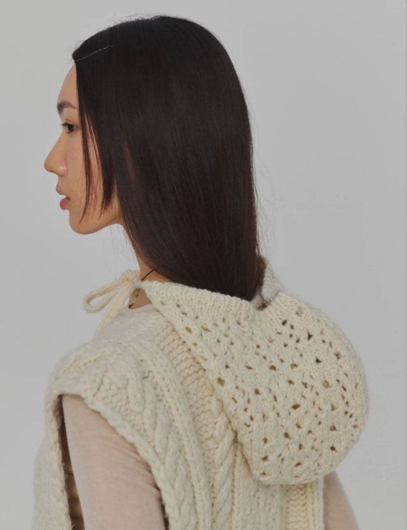 Amomento ニットフード CROCHET KNIT BONNET
