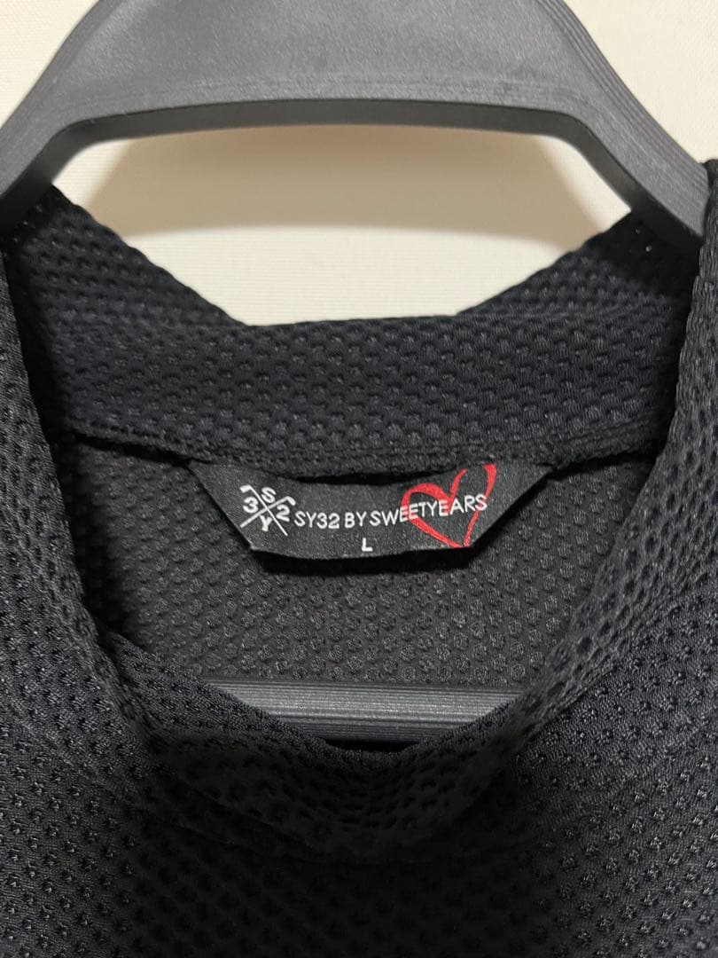 SY32 GOLF モックネックシャツ ワッフル ブラック サイズL