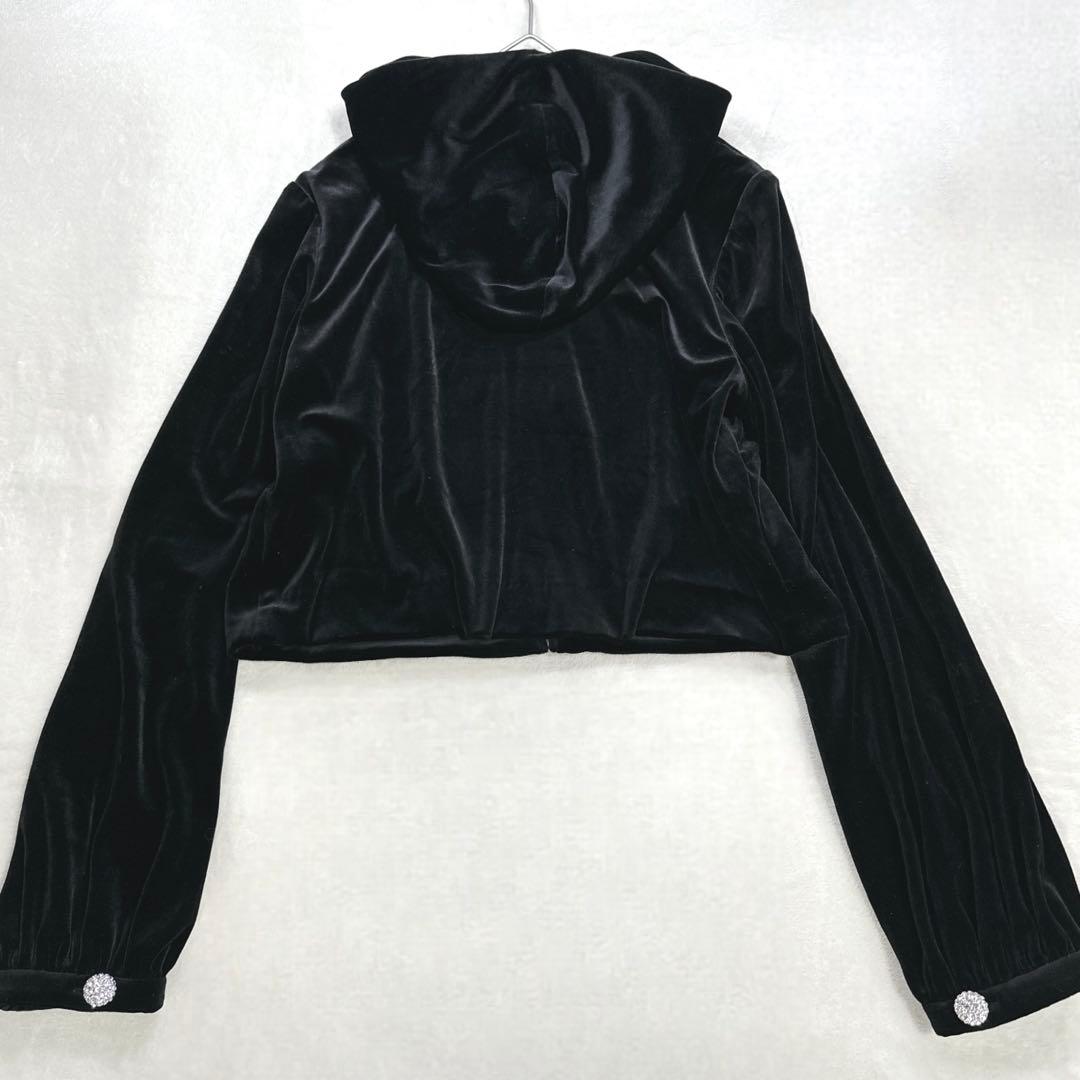 極美品 フォクシー ジュエルパーカー ベロア ベルベット カーディガン 黒
