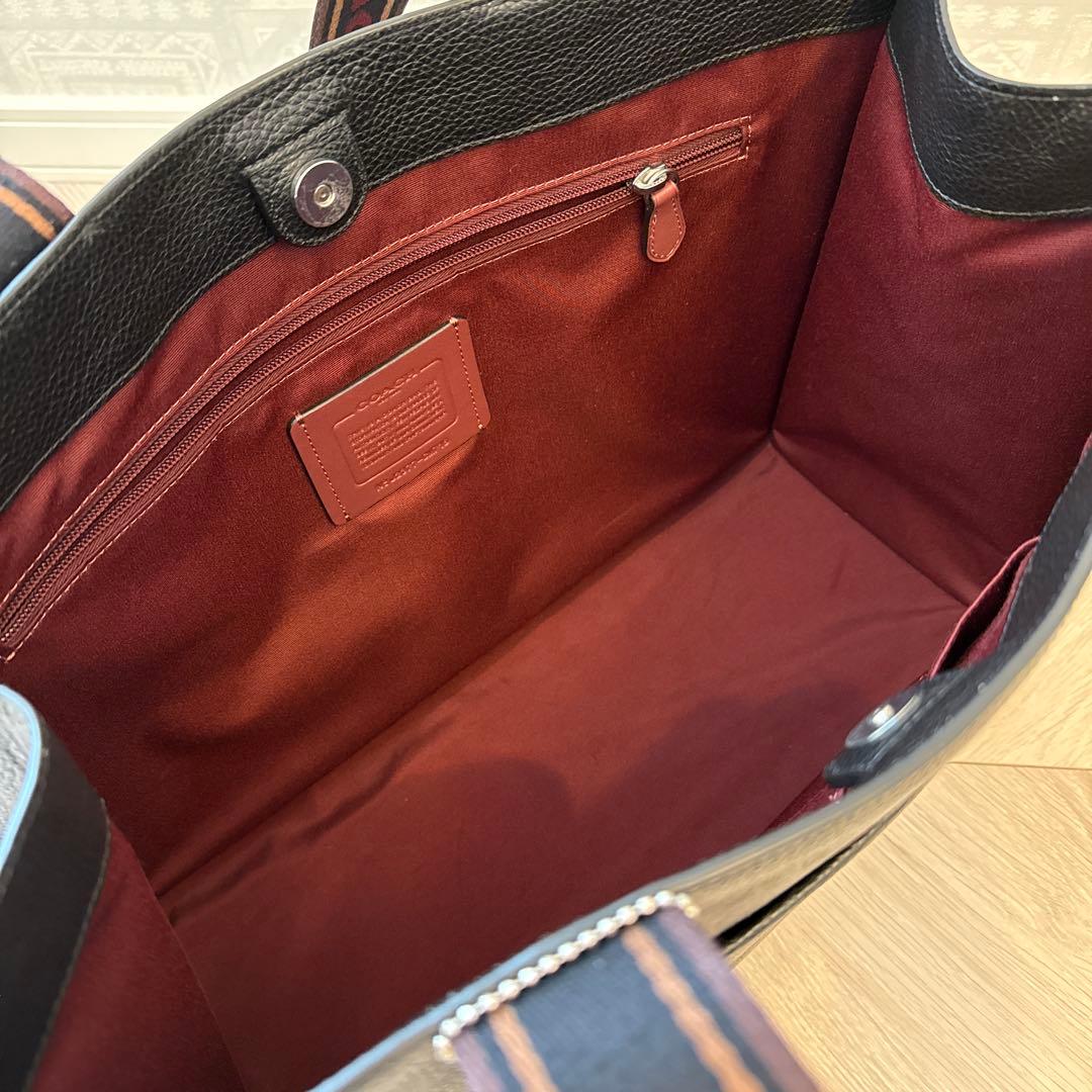 く*ち様 COACH コーチ ブラックレザー トートバッグ