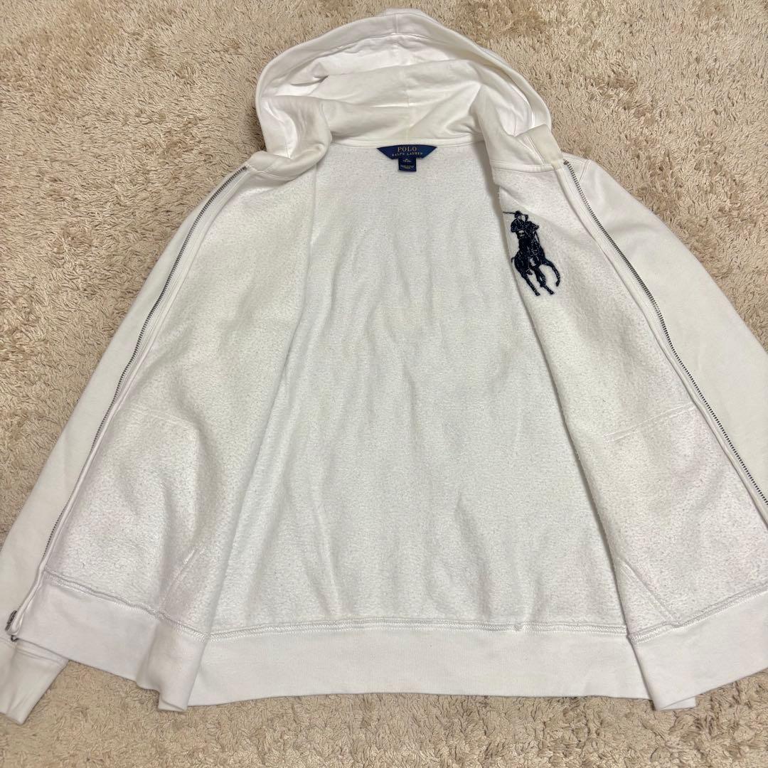 【大きいサイズ】ポロラルフローレン ジップパーカー ビックポニー 白 XL