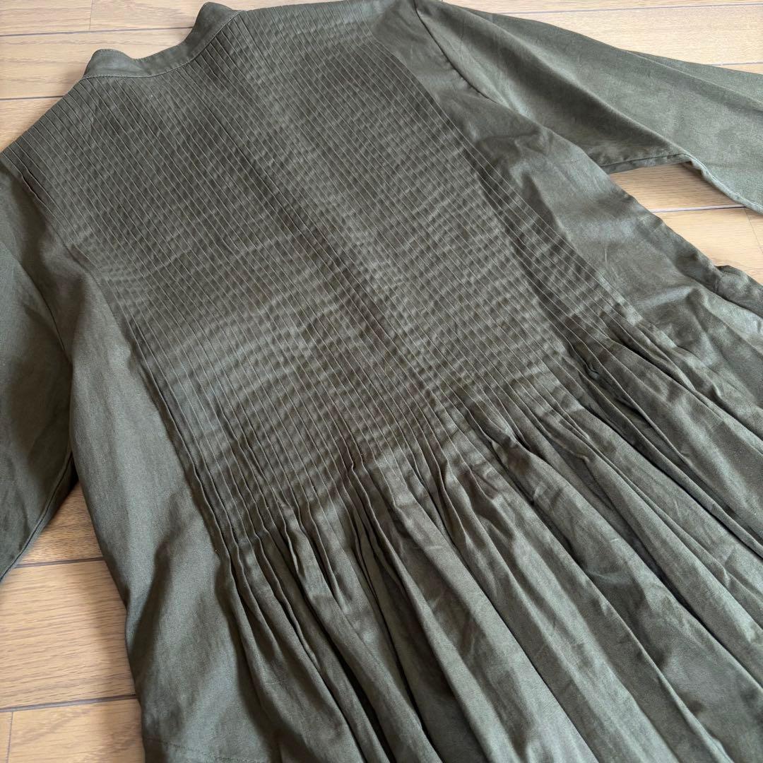 Khadi and Co MARAIS ピンタックロングワンピース バンドカラー