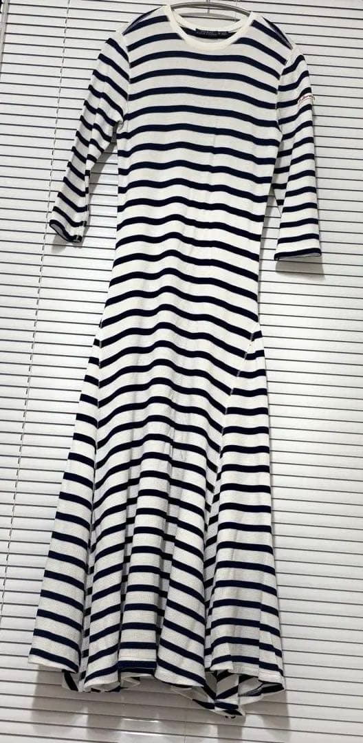koki,さん着用モデル⭐︎ラルフローレン⭐︎ストライプドワッフルニットワンピース