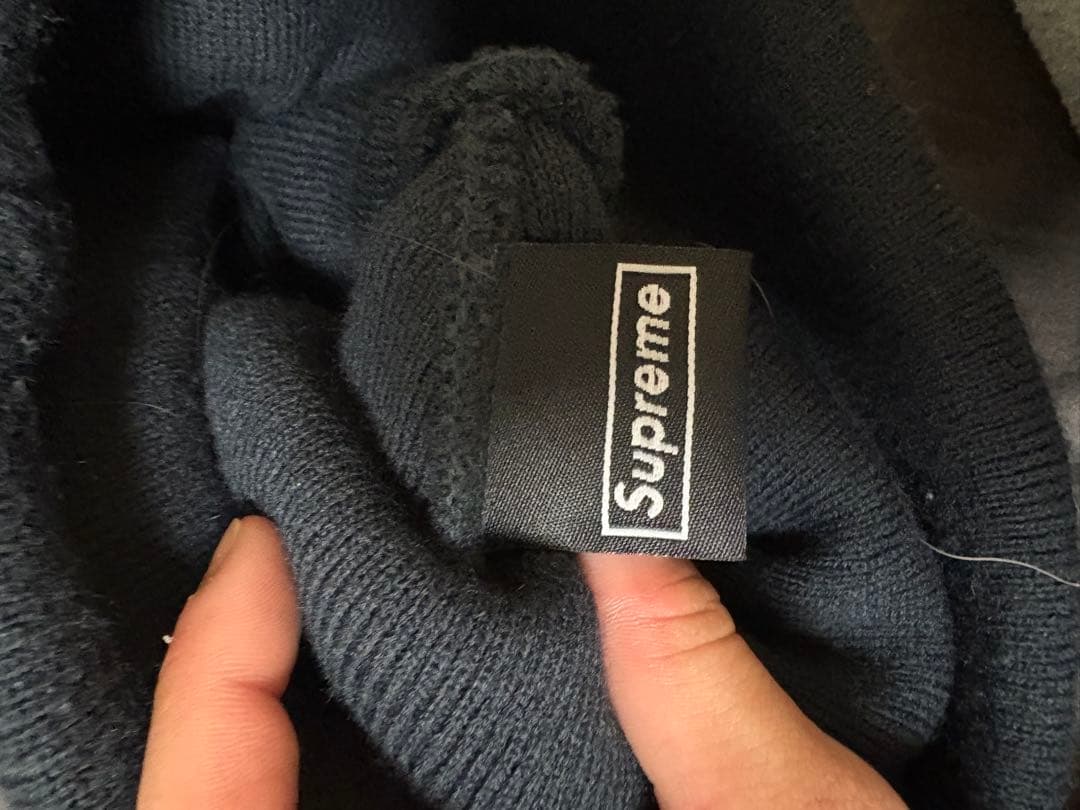 Supreme ブラック ニット帽 トライバルデザイン