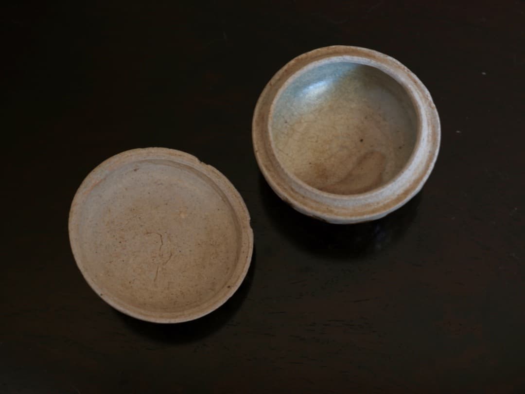 鉄絵　スワンかローク　唐草文香合　宋胡録　茶道具　香道具　箱付　Q1908
