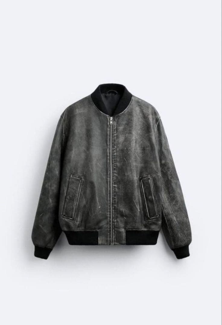 ZARA ヴィンテージエフェクト レザー ボンバージャケット