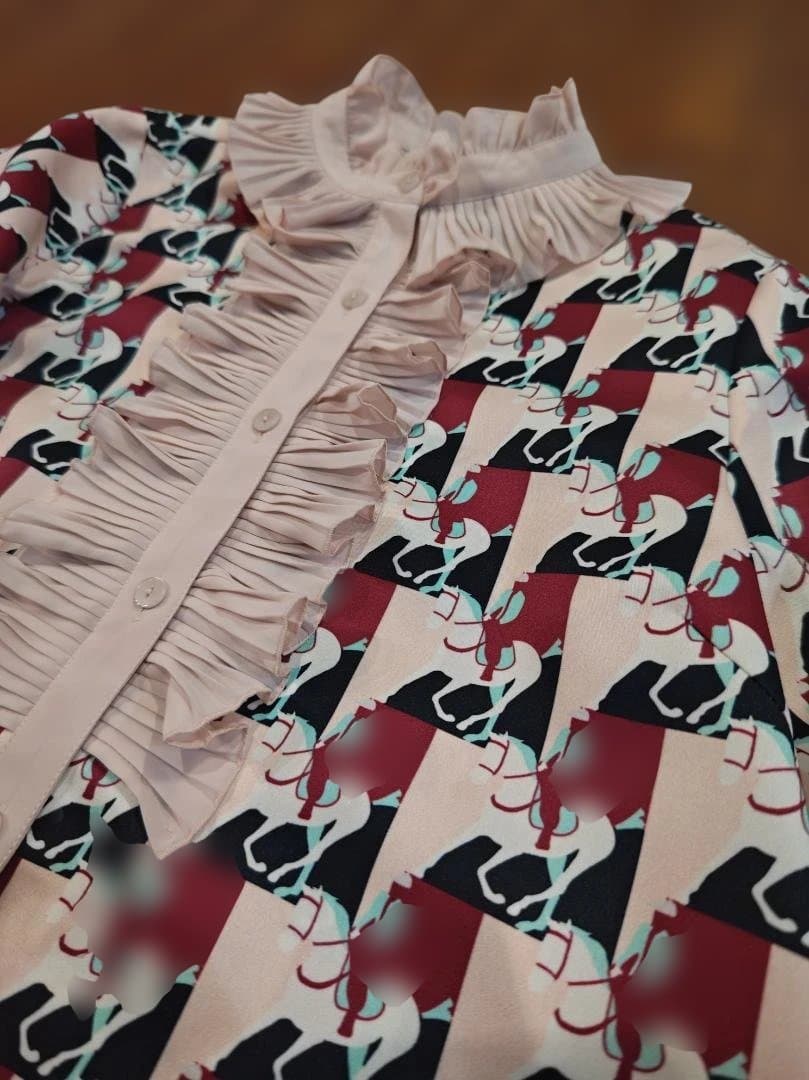 完売品：loulou willoughby ホースジオメトリックプリントブラウス