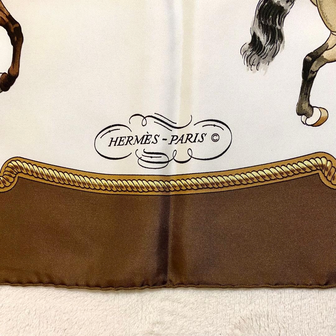 HERMES エルメス ☆ 絹 シルク スカーフ カレ90 BIG フランス 馬